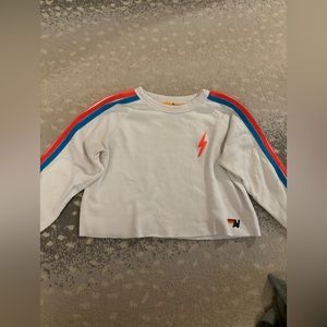 Aviator Nation Cropped Long Sleeve Crewneck